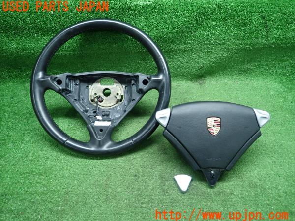3UPJ=9163140617]ポルシェ カイエン955(9PA)ターボ 純正 ステアリングホイール エアバッグ ブラック/レザー ハンドル 中古_1