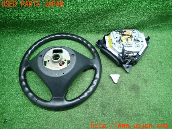 3UPJ=9163140617]ポルシェ カイエン955(9PA)ターボ 純正 ステアリングホイール エアバッグ ブラック/レザー ハンドル 中古_3