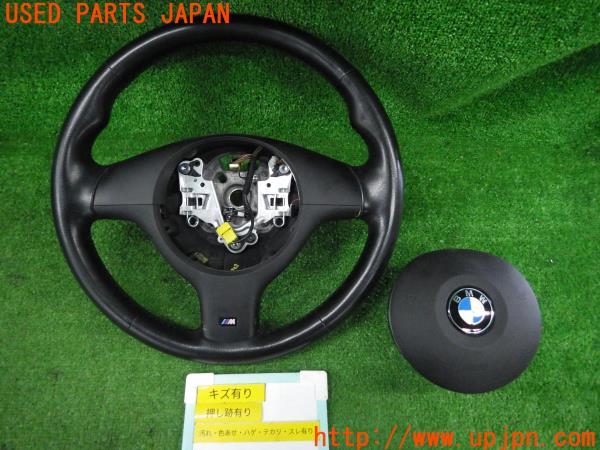 3UPJ=9166050617]BMW 318i(AY20 E46)後期 M-SPORT ステアリング 本革 ハンドル エアバッグ付 中古_1