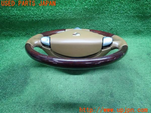 3UPJ=9173730617]ポルシェ カイエンS 955(9PA 並行車)2003y 純正 ステアリングホイール ハンドル 木目 ウッド 957 エアバッグ エアバック 中古_3