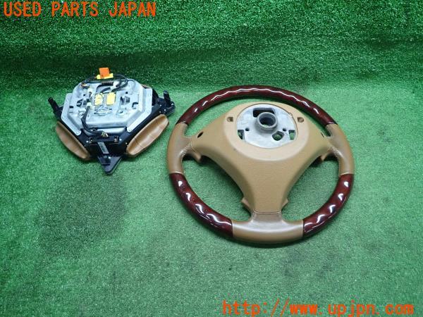 3UPJ=9173730617]ポルシェ カイエンS 955(9PA 並行車)2003y 純正 ステアリングホイール ハンドル 木目 ウッド 957 エアバッグ エアバック 中古_4