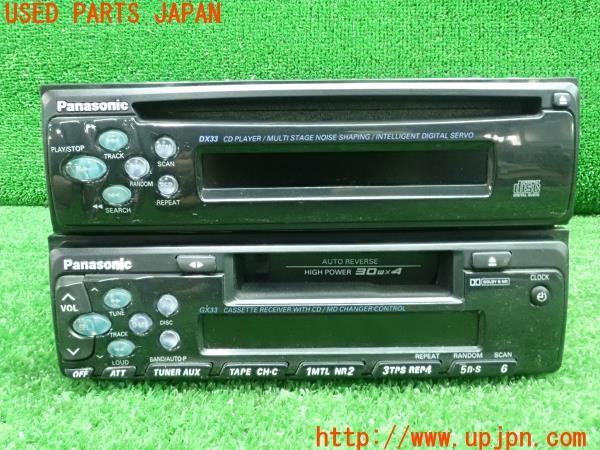 3UPJ=9226890518]いすゞ ピアッツァ(JR120)Panasonic パナソニック CD/カセットプレーヤー CX-DX33D CQ-GX33D 1DIN×2  難有 中古_3