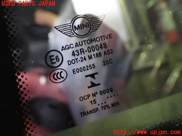 1UPJ-9229611382]BMW ミニ(MINI)クーパー F56(XM15)左クォーターガラス 中古 AGC M188 43R-00048_2