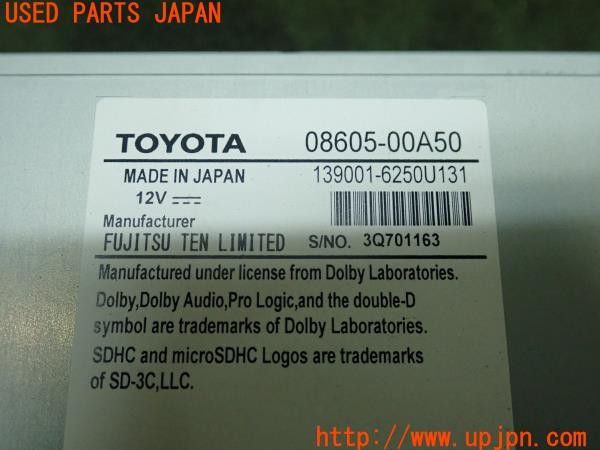3UPJ=9229840506]プリウス(ZVW50)前期 純正 08605-00A50 NSZT-W66T SDナビ 2023年度版 中古_3