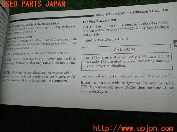 3UPJ=9230290802]PTクルーザー(PT2K20)取扱説明書 取説 車両マニュアル 英語マニュアル 中古_5