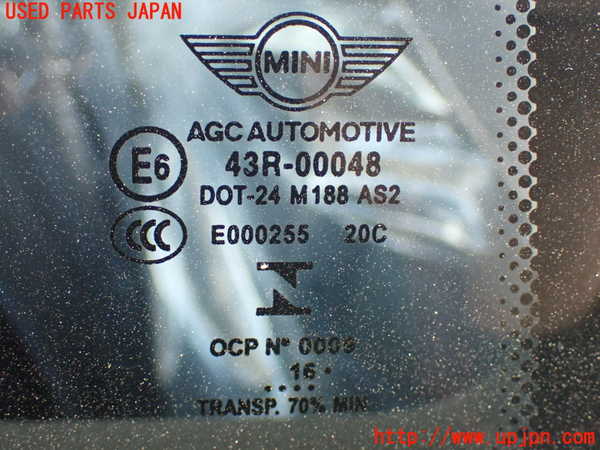 2UPJ-9230511380]BMW ミニ(MINI)クーパーD(XN15)(F56)右クォーターガラス (43R-00048 M188) 中古_2