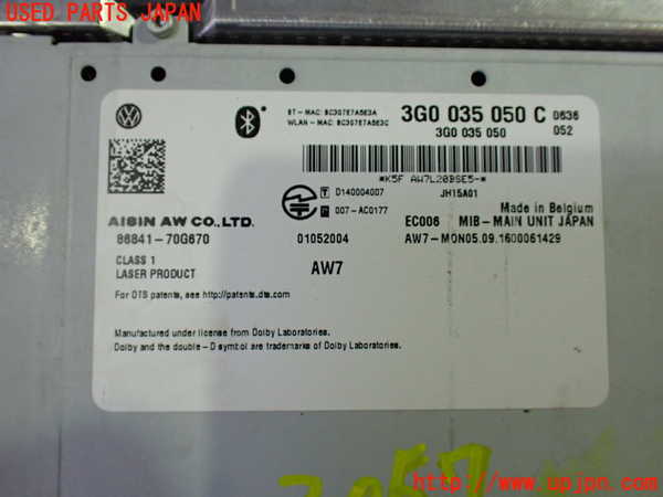 5UPJ-9230576589]VW ゴルフ トゥーラン(1TCZD)カーナビゲーション HDD 中古_3