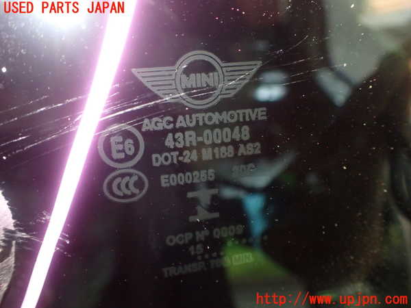 1UPJ-9230621382]BMW ミニ(MINI)クーパーS F55(XS20)左クォーターガラス 中古 AGC M188 43R-00048_2