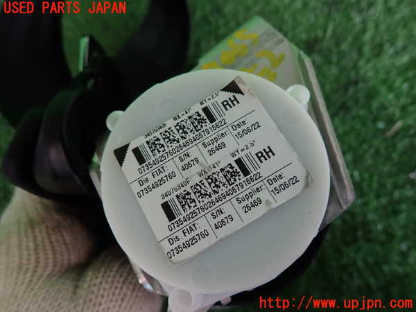 2UPJ-9230657155]フィアット・500(31209)右2列目シートベルト 中古_2