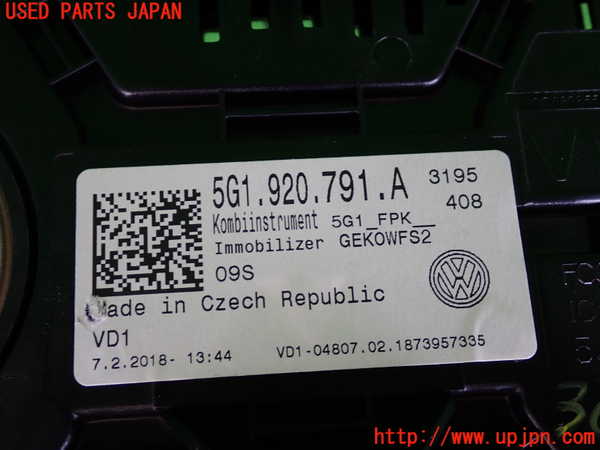 2UPJ-9230706170]VW ゴルフ(AUCJZ)スピードメーター 中古_4