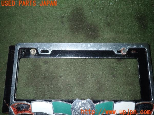 3UPJ=9231250001]三菱ジープ(J58)純正 ナンバープレートブラケット ホルダー 社外フレーム付き メキシコ 国旗 中古_2
