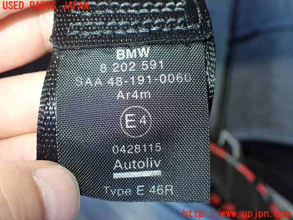 2UPJ-9231677155]BMW 320i(AV22)右2列目シートベルト 中古  E46_2