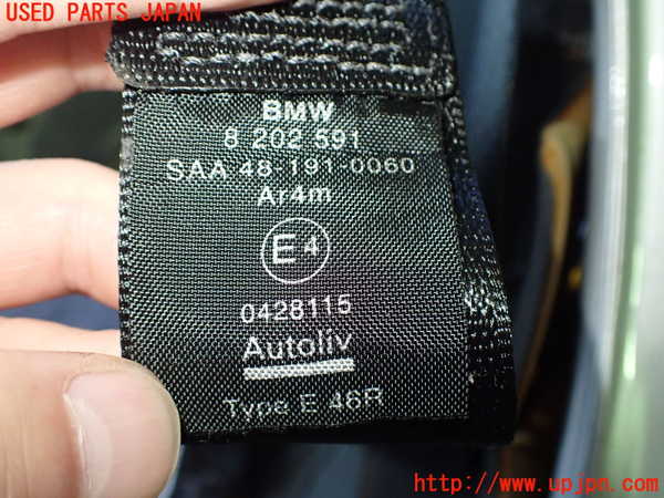 2UPJ-9231677185]BMW 320i(AV22)左2列目シートベルト 中古  E46_2