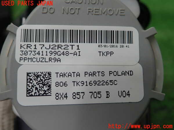 1UPJ-9232887075]アウディ・A1 スポーツバック(8XCHZ)助手席シートベルト 中古_2