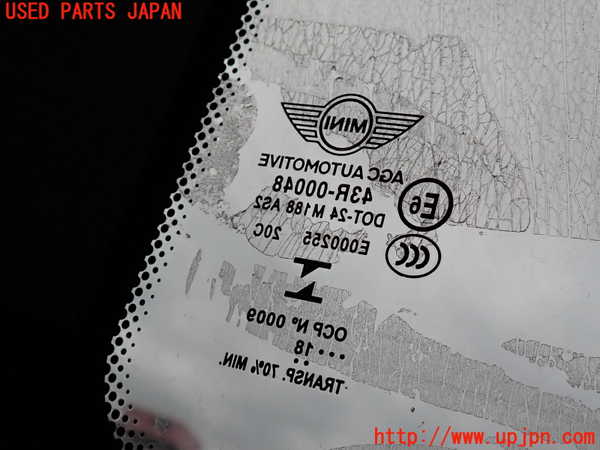 2UPJ-9233011380]BMW ミニ(MINI)クーパー F56(XR15M)右クォーターガラス 中古 AGC M188 43RE-00048_4