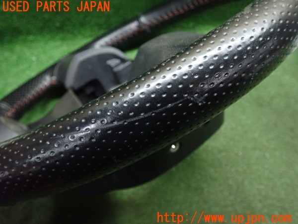 3UPJ=9233640617]パジェロミニ VR(H58A)後期 純正 ステアリング 純正オプション 本革ステアリングカバー付き 中古_3