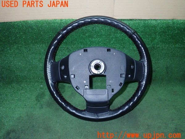 3UPJ=9233640617]パジェロミニ VR(H58A)後期 純正 ステアリング 純正オプション 本革ステアリングカバー付き 中古_4