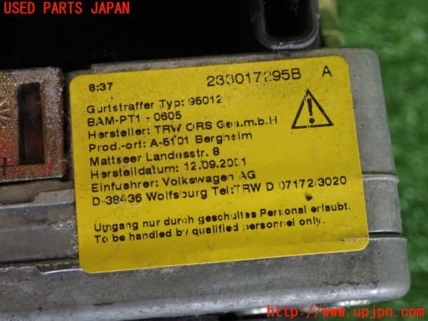 2UPJ-9234227075]VW ニュービートル(9CAWU)助手席シートベルト 中古_3