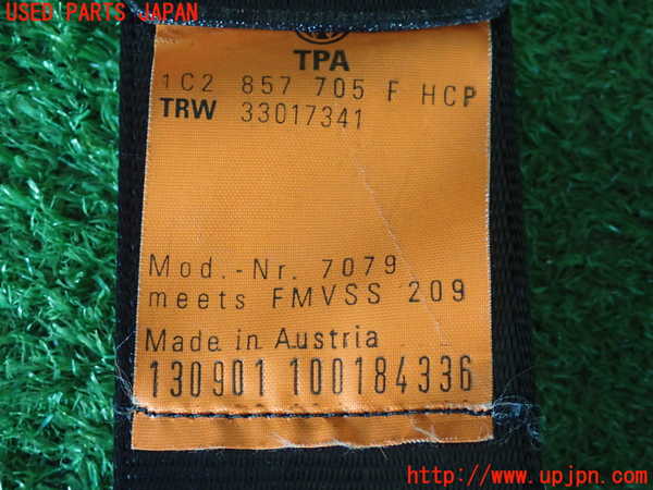2UPJ-9234227075]VW ニュービートル(9CAWU)助手席シートベルト 中古_4