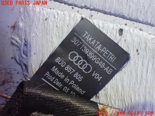 2UPJ-9235627155]アウディ・Q3(8UCPSF)右2列目シートベルト 中古_2