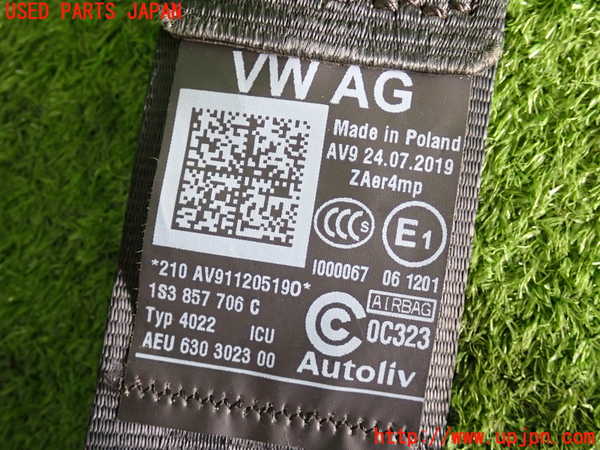 2UPJ-9236447045]VW up! GTI(アップ GTI)(AADKR)運転席シートベルト 中古_3