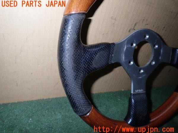 3UPJ=9236660617]ハイエースワゴン(KZH100G)MOMO FIGHTER モモ ファイター ステアリング ウッド レザー 350mm 中古_5