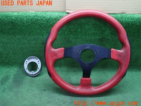 3UPJ=9236940617]ランサーエボリューション(CN9A)Victor ヴィクトール 3穴 ステアリング 約345mm Victor 40086 変換スペーサ付き 中古_4