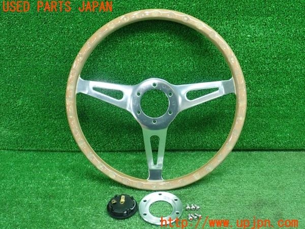 3UPJ=9237220617]グロリア ワゴン(WY30)後期 社外 ステアリング ウッド ヴィンテージ レプリカ 約360mm 中古_5