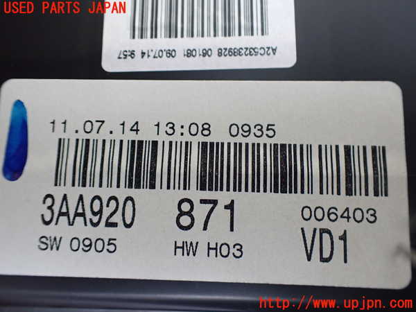 2UPJ-9237586170]VW パサート(Passat) ヴァリアント(Variant)(3CCAX)スピードメーター 中古_3