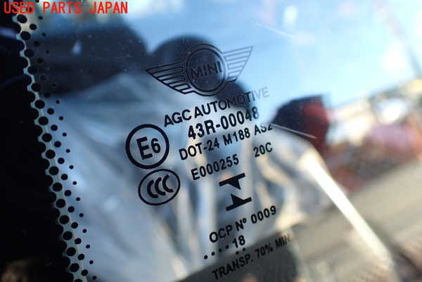1UPJ-9237911382]BMW ミニ(MINI)クーパーD F56(XN15M)左クォーターガラス 中古 AGC M188 43R-00048_2