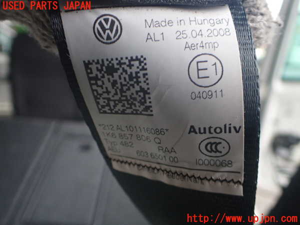 2UPJ-9238057155]VW ゴルフ GTI(1KAXX)右2列目シートベルト 中古_2