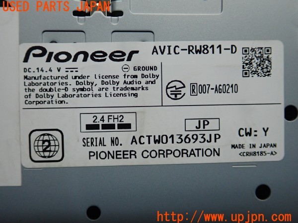 3UPJ=9238200565]スイフト スポーツ(ZC33S)carrozzeria カロッツェリア AVIC-RW811-D メモリーナビ ジャンク_4